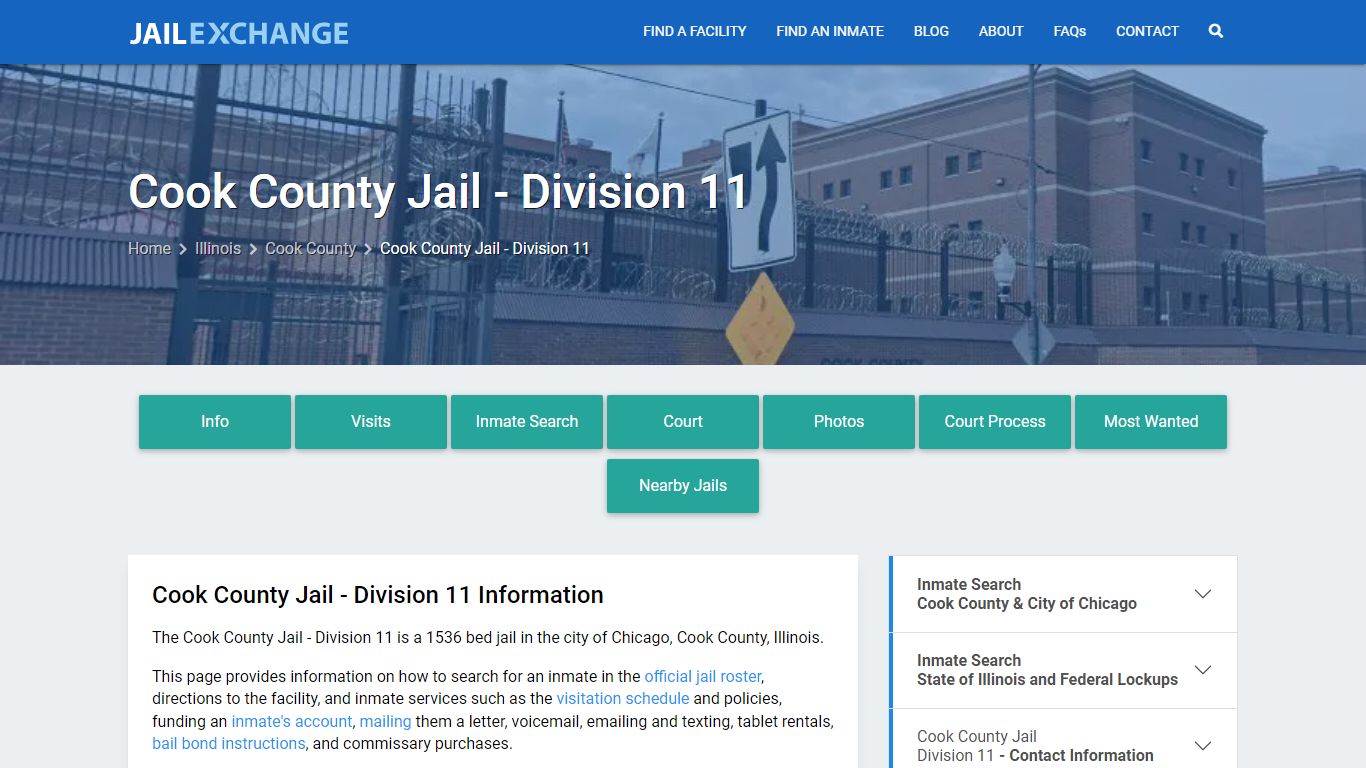 Cook County Jail - Division 11, IL Inmate Search, Information