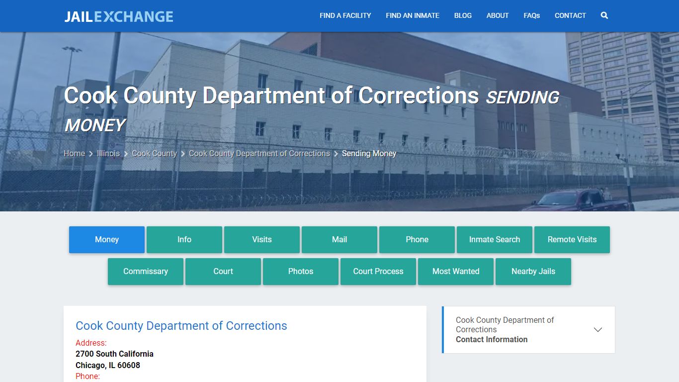 Cook County Department of Corrections Sending Money - Jail Exchange